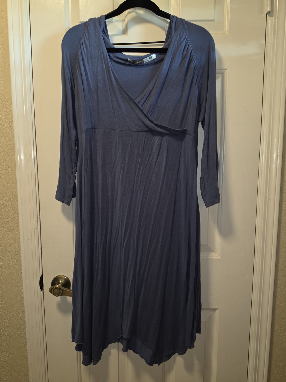 Athleta Dusty Blue Wrap-Style Long Sleeve Dress